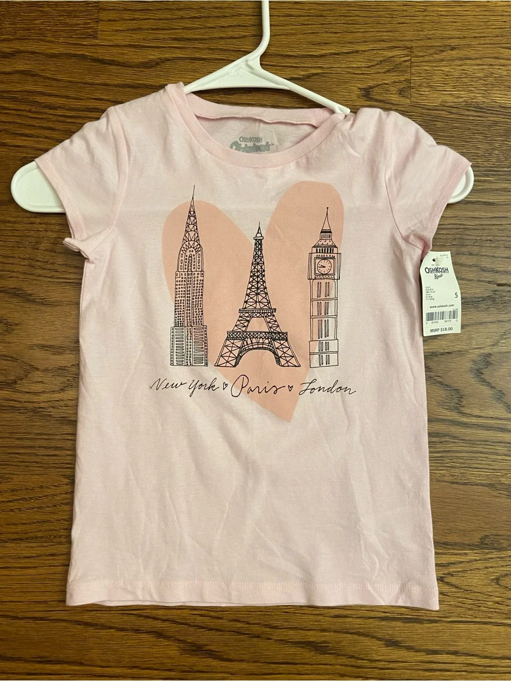 OshKosh B'goshGirls' City Skyline Cotton Tee Size 5 NWT New York Paris London